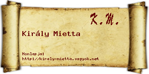 Király Mietta névjegykártya